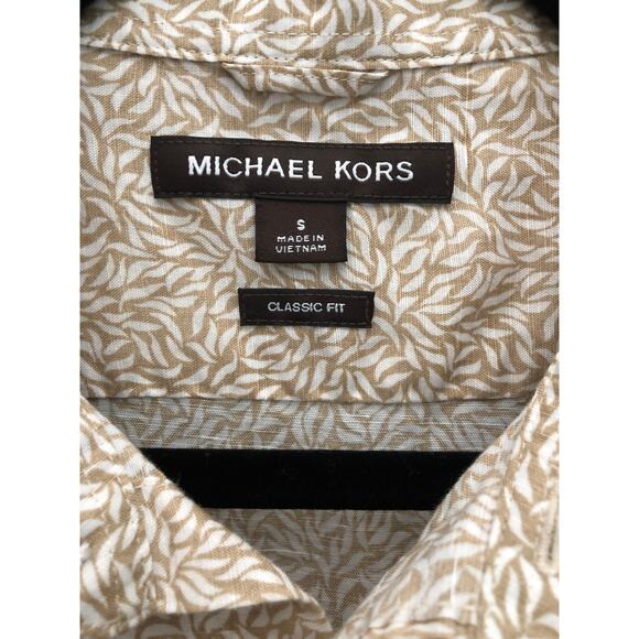 Michael Kors Men's Small Classic Fit Button Up Shirt Khaki NEW - Picture 2 of 8